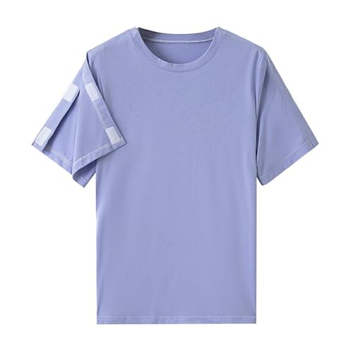 Unisex Shirt Nach Schulteroperationen Baumwoll Reha T-Shirt Snap Open Tearaway Tshirt Damen mit Snap Chemo Rotatorenmanschette Kleidung Nach Chirurgie Stillkleidung Komplett Offenes Kurzarm-Oberteil von Huoghebg