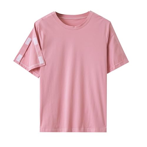 Unisex Shirt Nach Schulteroperationen Baumwoll Reha T-Shirt Snap Open Tearaway Tshirt Damen mit Snap Chemo Rotatorenmanschette Kleidung Nach Chirurgie Stillkleidung Komplett Offenes Kurzarm-Oberteil von Huoghebg