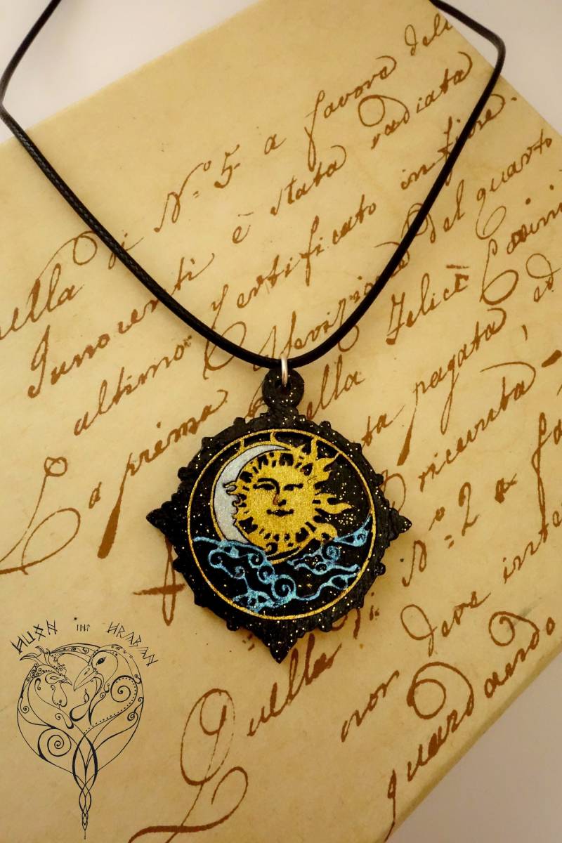 Pagan Necklace | Sun & Moon Pendant Witch Pagan Necklace | Sun & Moon Pendant Witch von HuonIntHraban