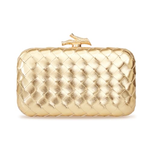 Huralona Clutch-Geldbörse, Gewebtes Metallic-Gold von Huralona