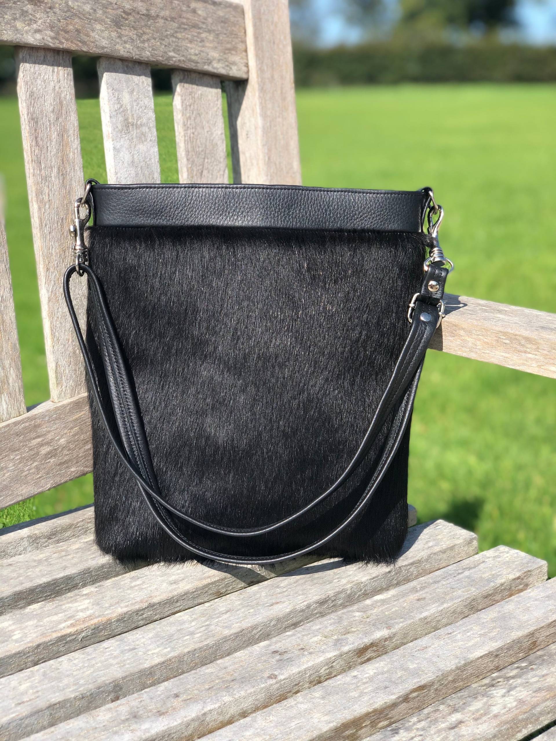 Schwarz Rindsleder Handtasche Handgemachte Umhängetasche Schwarz Rindsleder Handtasche Handgemachte Umhängetasche von HurdwickHandmadeBags