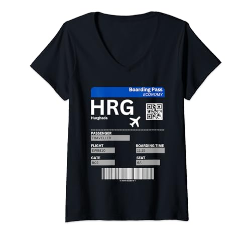 Damen Boarding Pass Hurghada HRG Flugticket Ägypten Hurghada T-Shirt mit V-Ausschnitt Damen Boarding Pass Hurghada HRG Flugticket Ägypten Hurghada T-Shirt mit V-Ausschnitt von Hurghada Urlaub Bekleidung & Geschenkideen