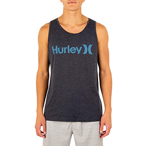 Hurley Herren One and Only Graphic Tank Top T-Shirt, Black Heather/Noise Aqua, Groß von Hurley