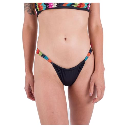 Hurley Damen Cheeky Scoop Bottom mit Chevron-Strick Bikini-Unterteile, Schwarz Multi, S von Hurley