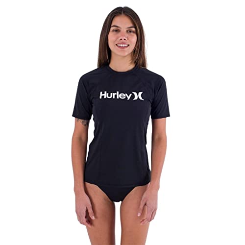 Hurley Damen OAO S/S Rashguard Rash-Guard-Shirt, Schwarz, M von Hurley