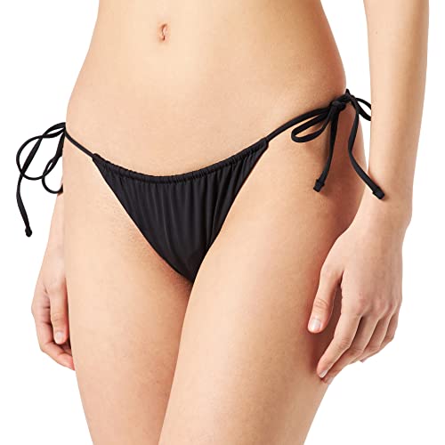 Hurley Damen Solid Cheeky Tie Side Bikini mit Knopfleiste, Schwarz, XS von Hurley