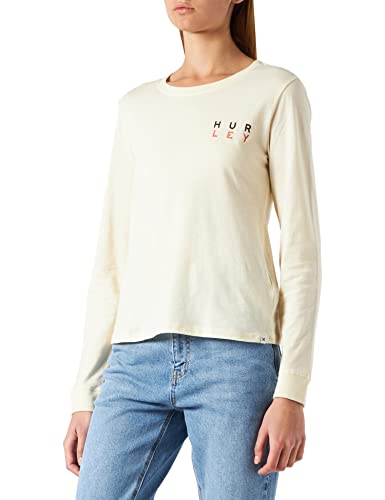 Hurley Damen W Split Level Classic Crew Ls T-Shirt, Seed Pearl, XS von Hurley