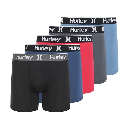 Hurley Herren 5 Pack Stretch Boxer Briefs Retroshorts, Chaos Pink Combo, X-Large von Hurley