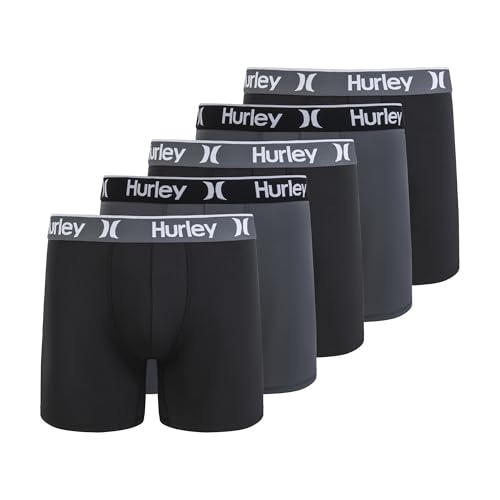 Hurley Herren 5 Pack Stretch Boxer Briefs Retroshorts, Schwarz/Castlerock, Large von Hurley