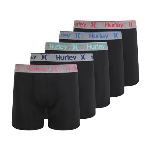 Hurley Herren 5 Pack Stretch Boxer Briefs Retroshorts, Schwarz/Hell, Medium von Hurley