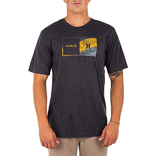 Hurley Herren Everyday Washed Halfer Swamis Kurzarm T-Shirt, Black Heather/Pollen, Groß von Hurley