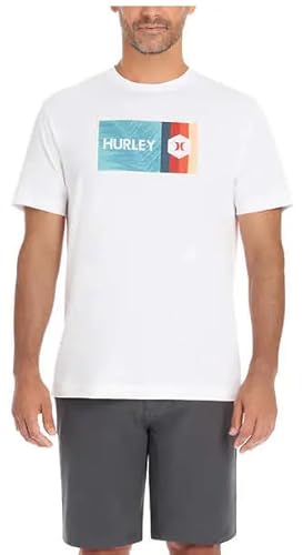 Hurley Herren Icon Slash Gradient T-Shirt, Weißes Diagramm, Mittel von Hurley