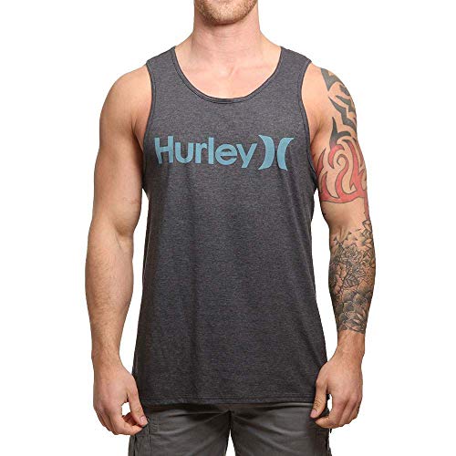 Hurley Herren One and Only Graphic Tank Top T-Shirt, Black Heather/Noise Aqua, Klein von Hurley