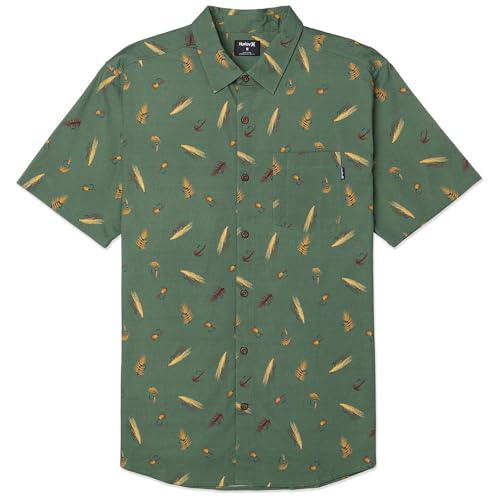 Hurley Herren One and Only Lido Stretch Ss Hemd, Malgrün, XL von Hurley