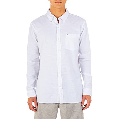 Hurley Herren One & Only Textured Long Sleeve Up Button Down Hemd, weiß, Groß von Hurley