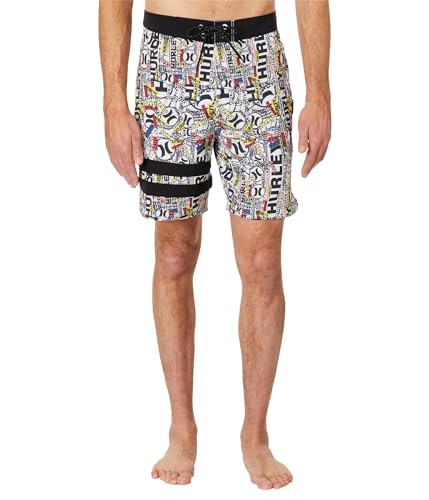 Hurley Herren Phantom-ECO 25TH S1 Block Party 18" Boardshorts, Barely Bone, 30 von Hurley