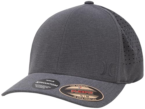 Hurley Herren Phantom Ripstop Curved Bill Baseball Cap Baseballkappe, Black Heather/Black, L/XL von Hurley