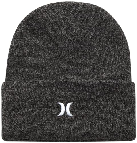 Hurley Herren Wintermütze - Heavyweight Slouchy Fit Icon Cuffed Beanie, Dunkelgrau meliert, Einheitsgröße von Hurley