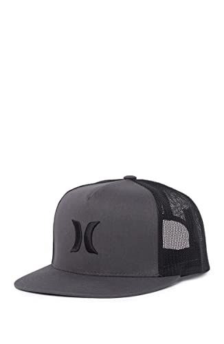 Hurley Icon Solid Flat Trucker Snapback Cap One Size (Black Pigment) von Hurley