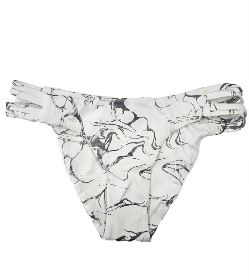 Hurley Quick Dry Max Damen Bikini-Hose mit Marmor Allover-Print Bademode mit seitliche Cut Outs AA4624 100 Weiß von Hurley