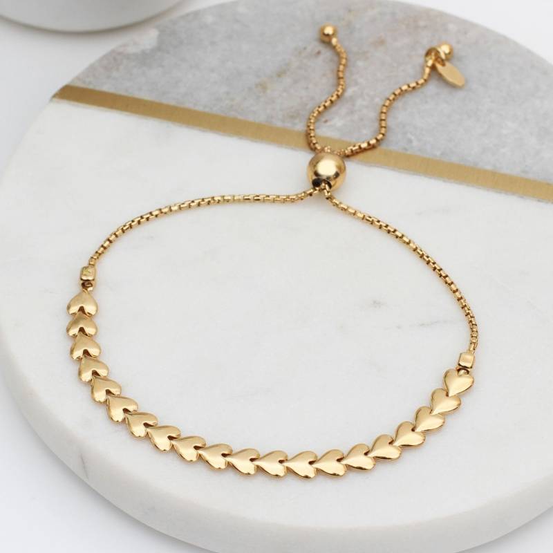 18 Karat Vergoldetes Oder Sterling Silber Herz Glieder Schieber Armband Freundschaftsschmuck von Hurleyburleygifts