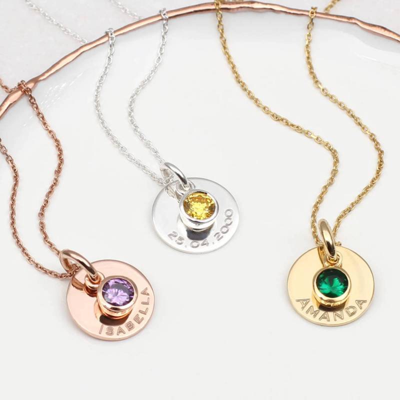 Personalisierte 18Ct Vergoldete Oder Silberne Birthstone Halskette Mutter Geschenk Personalisiertes Geburtstagsschmuck von Hurleyburleygifts