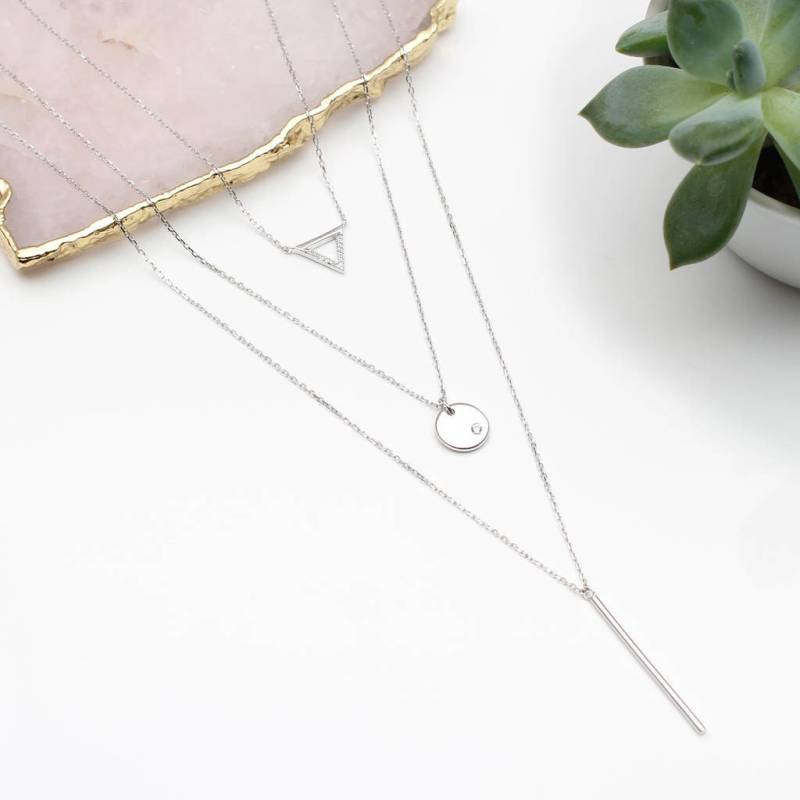 Personalisierte Silber Dreifach-Schicht Halskette von Hurleyburleygifts