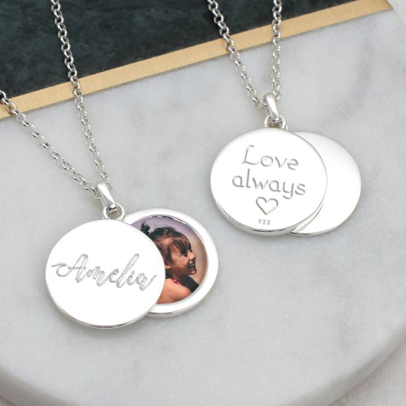 Personalisierte Sterling Silber Swing Medaillon Mutter Geschenk Foto von Hurleyburleygifts