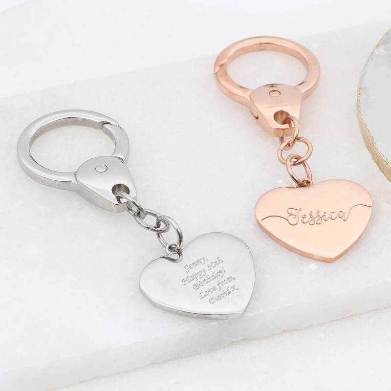 Personalisierter Herz-Schlüsselring Aus Silber Oder 18 Karat Roségold Plattiert Neues Zuhause Geschenk Des Lehrers Einzugsgeschenk von Hurleyburleygifts