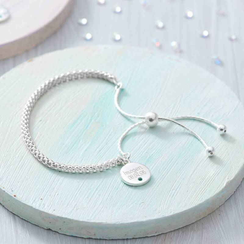 Personalisiertes Silber Geburtsstein Bettelarmband Geburtstag Schmuck von Hurleyburleygifts