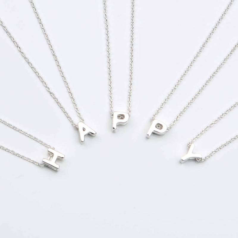 Silber Mini Floating Initial Halskette von Hurleyburleygifts