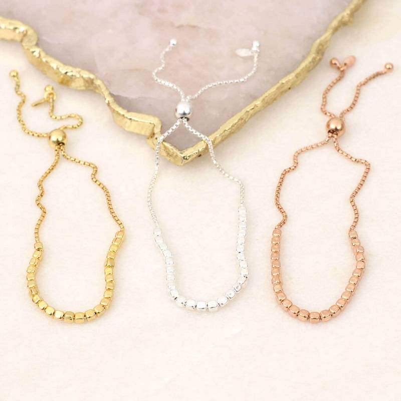 Vergoldetes Oder Silber Bead Slider Armband von Hurleyburleygifts