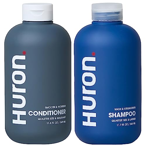 Huron Shampoo und Spülung für Herren, sauberer und belebender Duft, feuchtigkeitsspendendes und pflegendes Shampoo und Conditioner für Männer, vegane und tierversuchsfreie Inhaltsstoffe von Huron