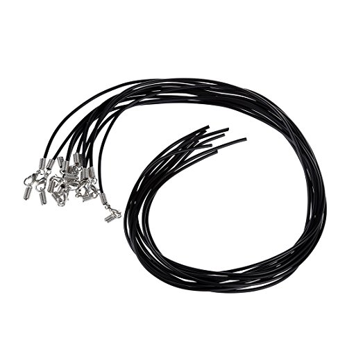 Hurromy 10 x Halskette mit Lederband, 46 cm + Verschluss, schwarz von Hurromy