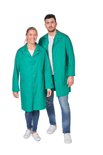 Hurry Jump Laborkittel Damen Herren Laborkittel Chemie Herren Kittel Damen Unisex mit Knöpfen 3 Tasche Langarm Labormantel Medizin Arztkittel, Grass Green - M von Hurry Jump