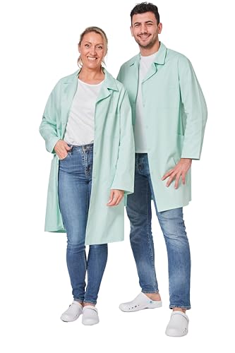 Hurry Jump Laborkittel Damen Herren Laborkittel Chemie Herren Kittel Damen Unisex mit Knöpfen 3 Tasche Langarm Labormantel Medizin Arztkittel, Nil Green - S von Hurry Jump