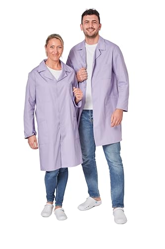 Hurry Jump Laborkittel Damen Herren Laborkittel Chemie Herren Kittel Damen Unisex mit Knöpfen 3 Tasche Langarm Labormantel Medizin Arztkittel, purpule - 4XL von Hurry Jump