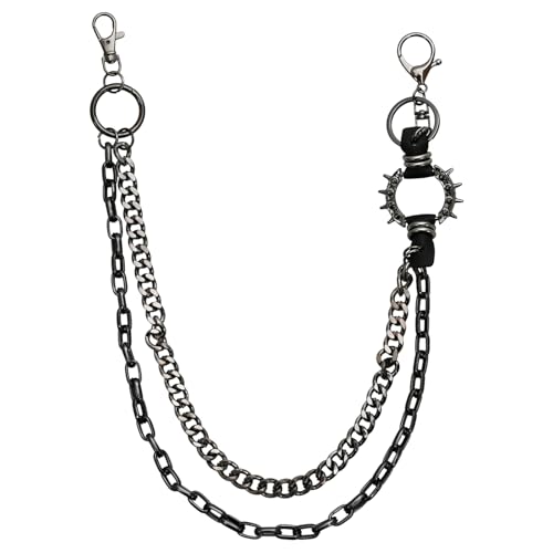 Hip Hop Punk Layered Hosen Kette Gothic Kleidung Accessoires Hosenkette Herren Mode Wallet Chain Nietenkette SchlüSselanhäNger Rock Hosenkette FüR MäNner Frauen Schwarz von Husalsea