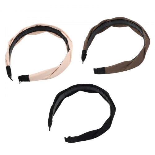 Husalsea 3 Modische Stirnbänder Geflochtenes Haar Haarreifen Stirnband für Frauen Wide Edge Stirnband Kopfbedeckungen für Mädchen Schwarz Beige Braun von Husalsea