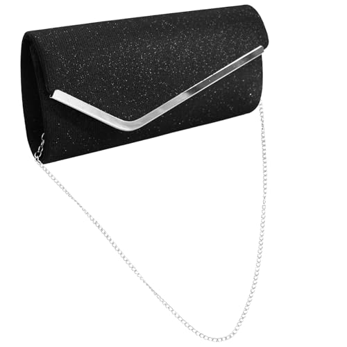 Husalsea Clutch Schwarz Bunter Glitzer Umschlagstil Abendtasche Multifunktionale Kleidung Clutch Elegant Hochzeit, Abendessen, Party, Bankett von Husalsea