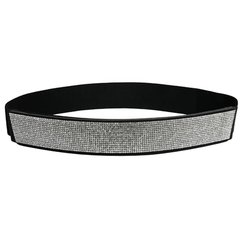 Husalsea Funkelnde Strasssteine Gürtel Damen, Dichtheit Damengürtel, Taillengürtel Damen, Glitzergürtel, Breiter Gürtel Damen Für Kleid, Stretchgürtel Damen mit Druckknopf von Husalsea