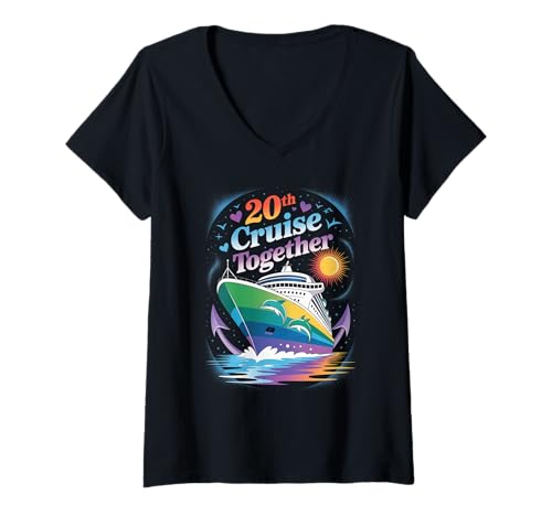 Damen 20. Gemeinsame Kreuzfahrt Lustige Paarkreuzfahrt T-Shirt mit V-Ausschnitt Damen 20. Gemeinsame Kreuzfahrt Lustige Paarkreuzfahrt T-Shirt mit V-Ausschnitt von Husband And Wife Cruising Team