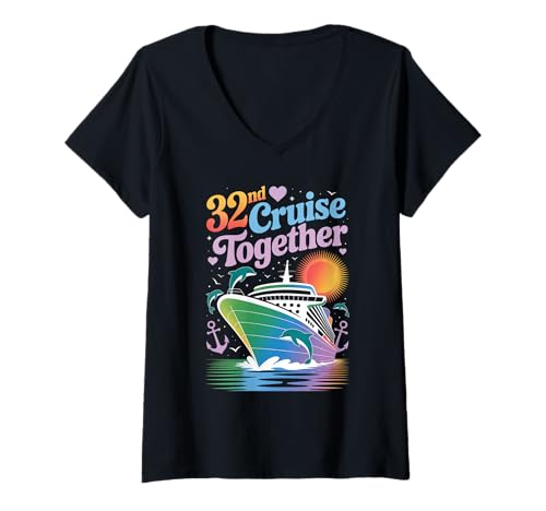 Damen 32. Kreuzfahrt Zusammen Lustige Kreuzfahrt für Paare T-Shirt mit V-Ausschnitt Damen 32. Kreuzfahrt Zusammen Lustige Kreuzfahrt für Paare T-Shirt mit V-Ausschnitt von Husband And Wife Cruising Team