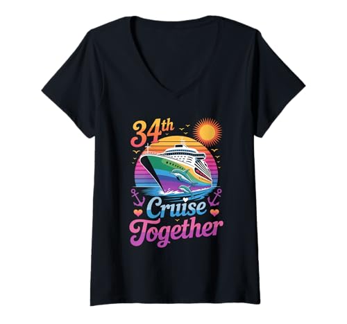 Damen 34. Kreuzfahrt zusammen Lustige Kreuzfahrt für Paare T-Shirt mit V-Ausschnitt Damen 34. Kreuzfahrt zusammen Lustige Kreuzfahrt für Paare T-Shirt mit V-Ausschnitt von Husband And Wife Cruising Team