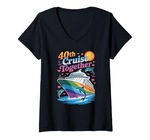 Damen 40. Kreuzfahrt zusammen Lustige Kreuzfahrt für Paare T-Shirt mit V-Ausschnitt Damen 40. Kreuzfahrt zusammen Lustige Kreuzfahrt für Paare T-Shirt mit V-Ausschnitt von Husband And Wife Cruising Team
