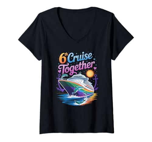 Damen 6. Kreuzfahrt Zusammen Lustige Kreuzfahrt für Paare T-Shirt mit V-Ausschnitt Damen 6. Kreuzfahrt Zusammen Lustige Kreuzfahrt für Paare T-Shirt mit V-Ausschnitt von Husband And Wife Cruising Team