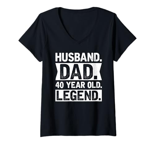 Damen Husband dad 40 Year Old Legend T-Shirt mit V-Ausschnitt Damen Husband dad 40 Year Old Legend T-Shirt mit V-Ausschnitt von Husband dad 40 year old legend tee