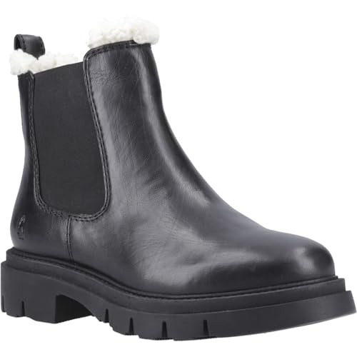 Hush Puppies Raya Shearling Boot Leder Damen Schwarz Flach Chelsea Boots, Schwarz , 40-41 EU von Hush Puppies