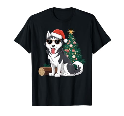 Husky Christmas T-Shirt (Men, Women, Kids) - Unisex Erwachsene - Schwarz - S von Husky Christmas