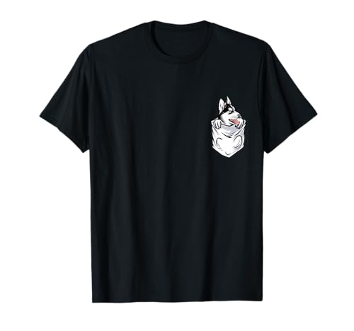 Damen Herren Husky schaut aus der Brusttasche Lustiges T-Shirt Damen Herren Husky schaut aus der Brusttasche Lustiges T-Shirt von Husky Hunde Hund Lustig Fun Hundeliebe Gassi